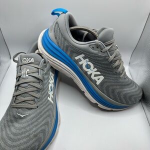 Hoka Gray and Blue Athletic Sneakers